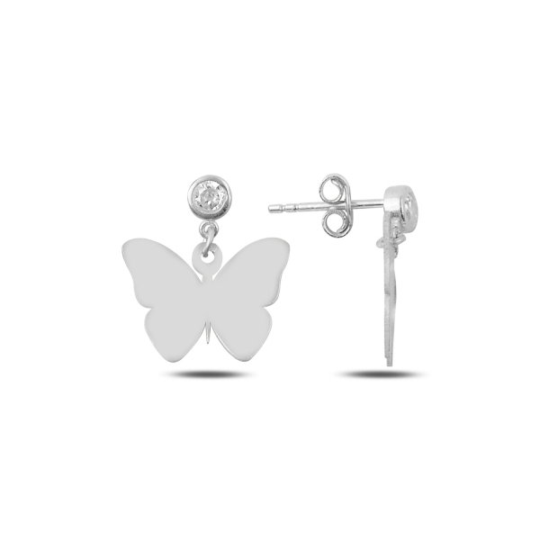 Cercei argint 925 rodiat cu zirconii albe si fluturasi - Be Nature ETU0082 [1]