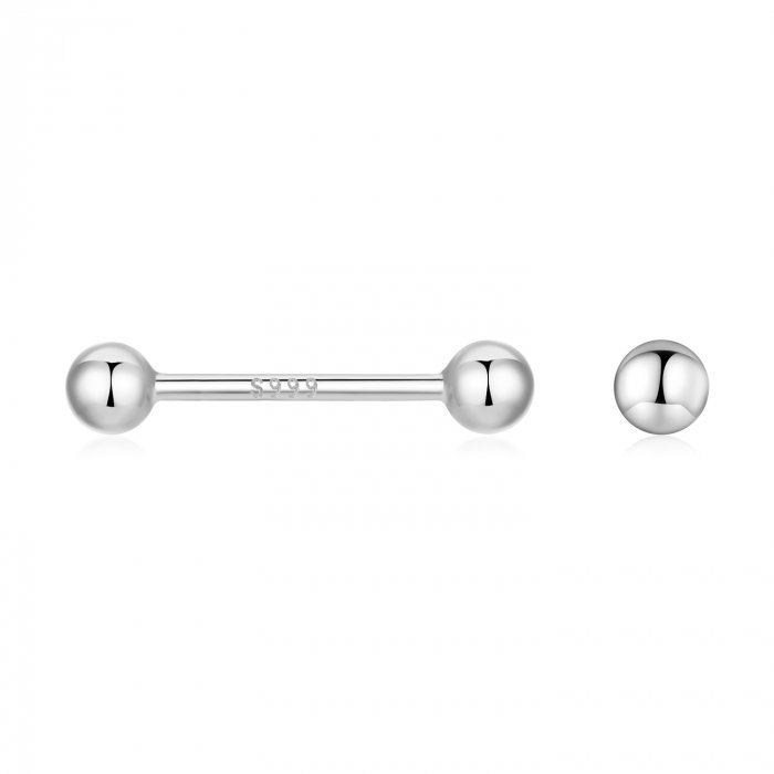 Cercei argint 999 cu bilute de 1 mm, 11 mm lungime [1]