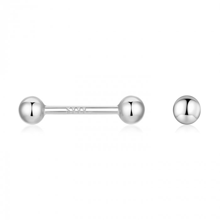 Cercei argint 999 cu bilute de 1 mm, 9 mm lungime [1]