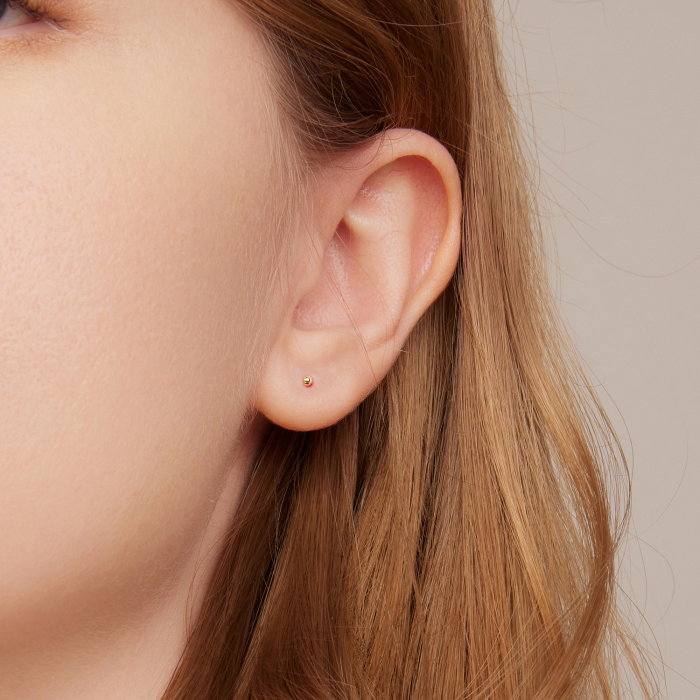 Cercei argint 999 placati cu aur, cu bilute de 1 mm, 11 mm lungime [2]