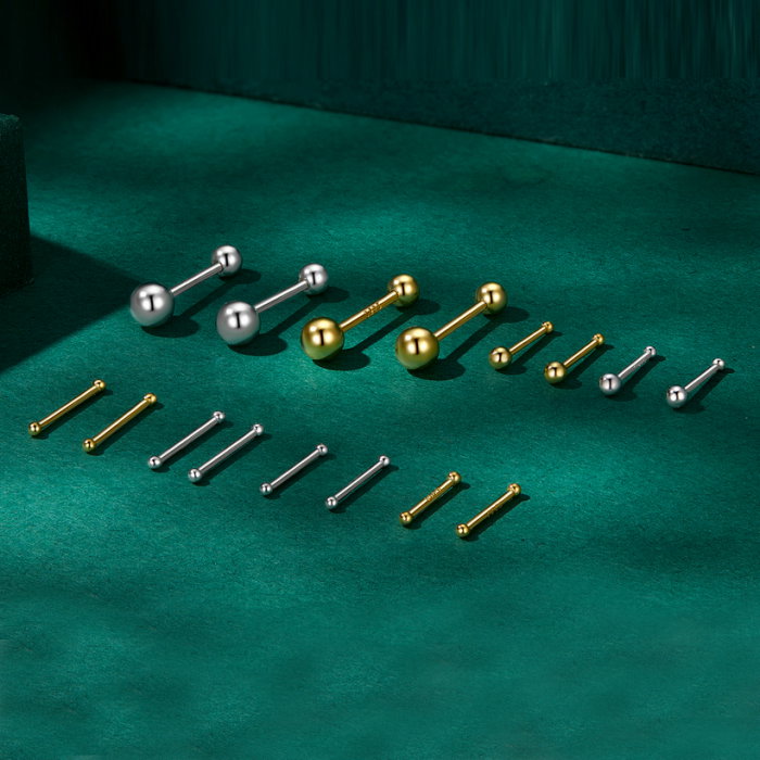 Cercei argint 999 placati cu aur, cu bilute de 2 mm, 10 mm lungime [4]