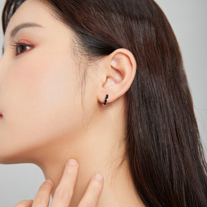 Cercei argint alb si negru [6]