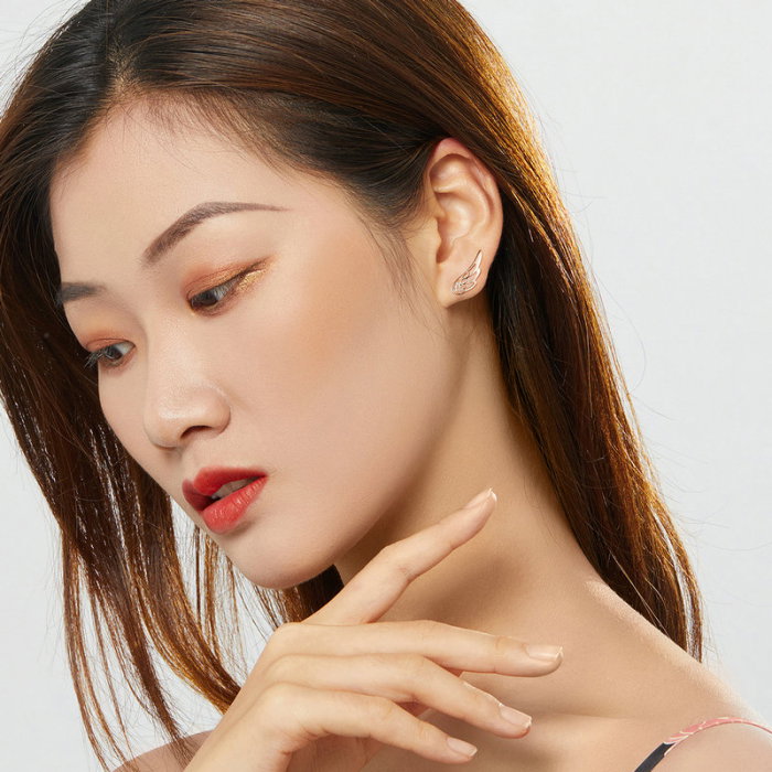 Cercei argint aripi de inger placati cu aur roz [2]