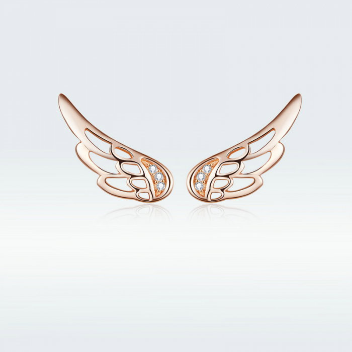 Cercei argint aripi de inger placati cu aur roz [7]