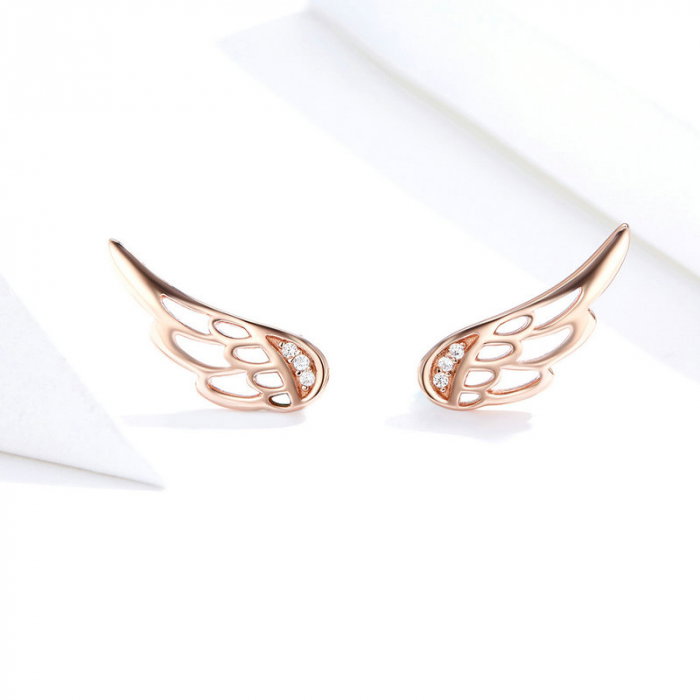 Cercei argint aripi de inger placati cu aur roz [5]