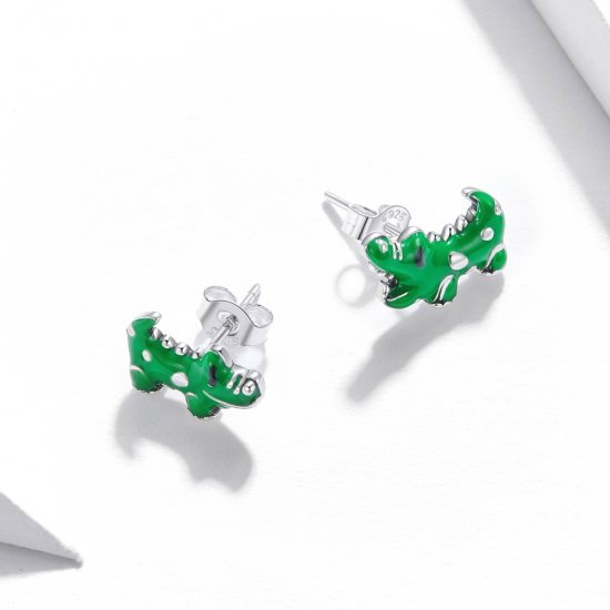 Cercei argint asimetrici cu crocodili [2]