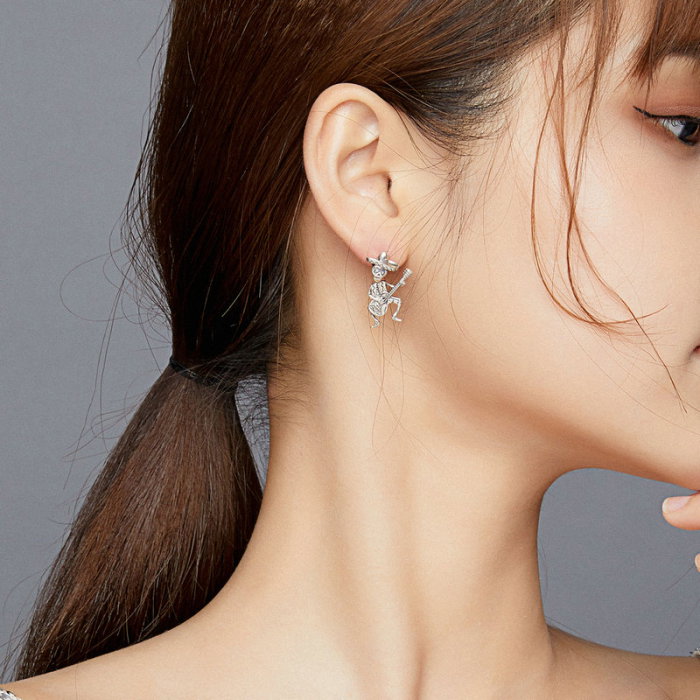 Cercei argint asimetrici cu schelete mariachi [5]