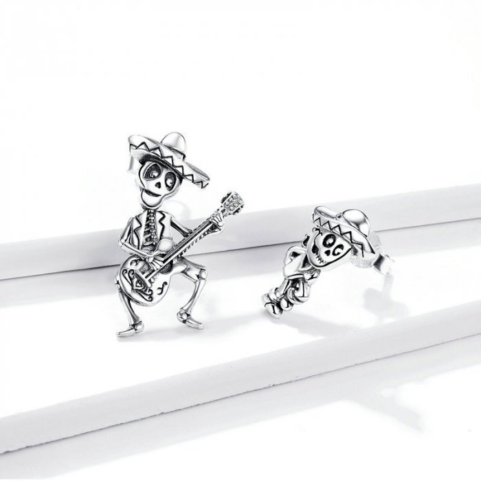 Cercei argint asimetrici cu schelete mariachi [7]