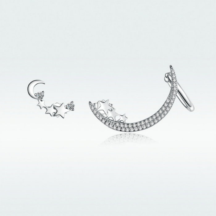 Cercei argint asimetrici cu semiluna si zirconii [8]
