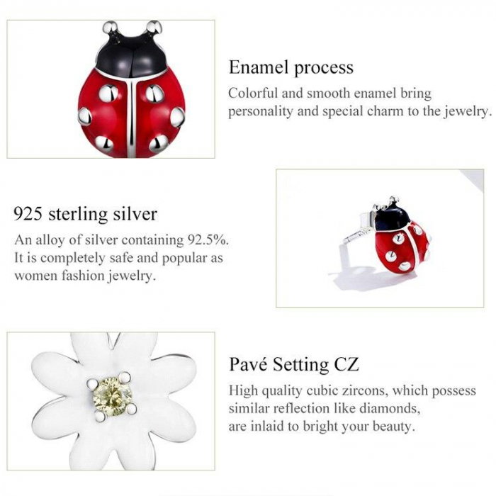 Cercei argint asimetrici floare si gargarita [6]