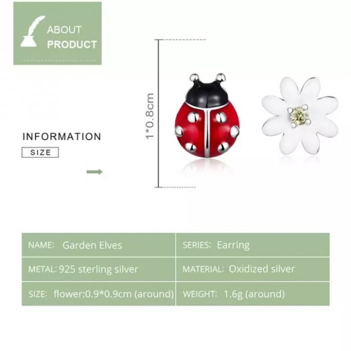 Cercei argint asimetrici floare si gargarita [5]