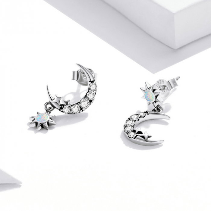 Cercei argint asimetrici luna si luceafarul [4]