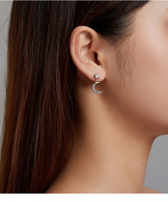 Cercei argint asimetrici luna si luceafarul [15]