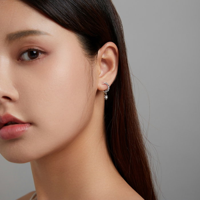 Cercei argint asimetrici luna si luceafarul [6]