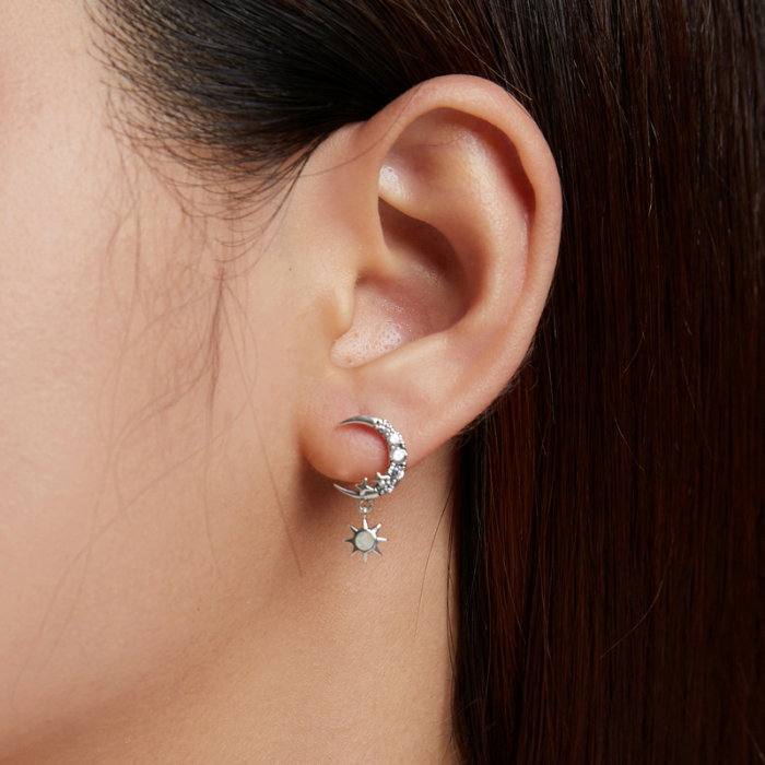 Cercei argint asimetrici luna si luceafarul [3]