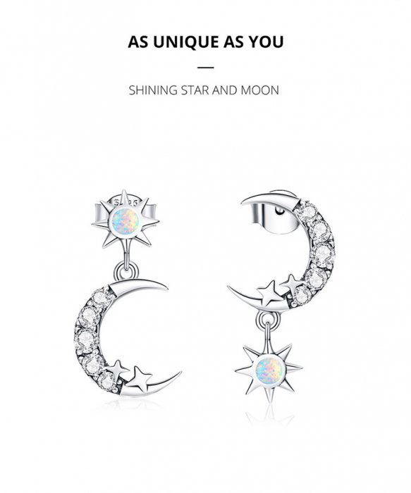 Cercei argint asimetrici luna si luceafarul [11]