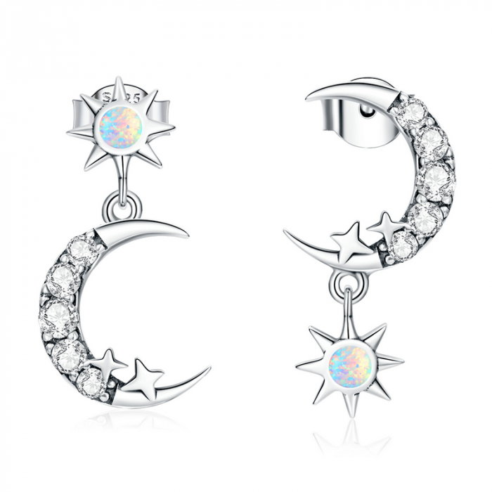 Cercei argint asimetrici luna si luceafarul [1]