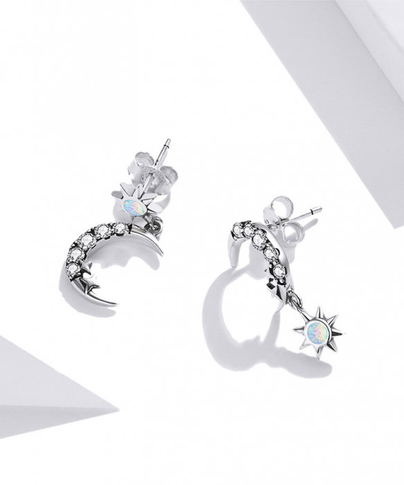 Cercei argint asimetrici luna si luceafarul [13]