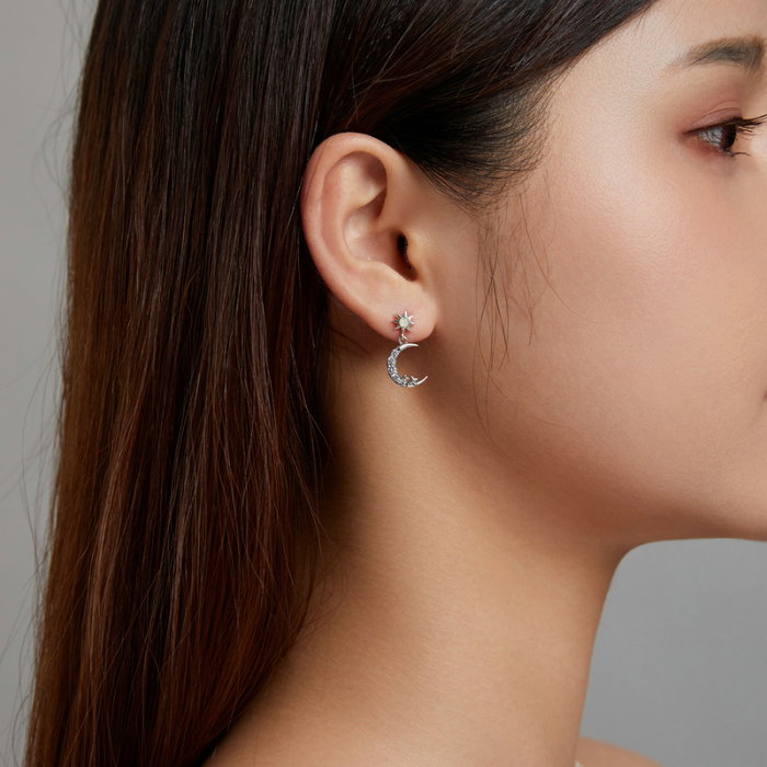 Cercei argint asimetrici luna si luceafarul [7]