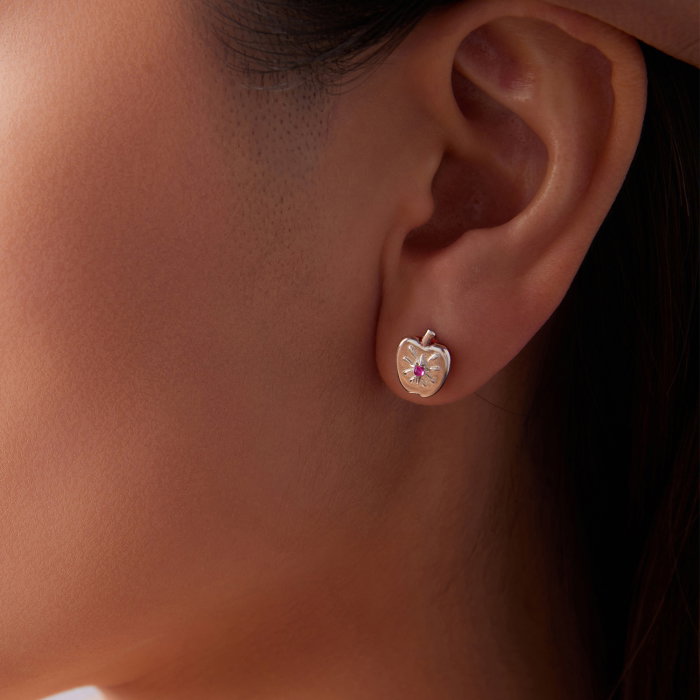 Cercei argint asimetrici mar norocos cu surub si Spinel sintetic [10]