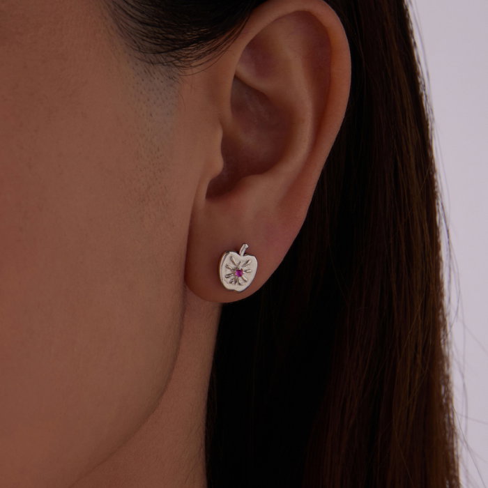 Cercei argint asimetrici mar norocos cu surub si Spinel sintetic [8]