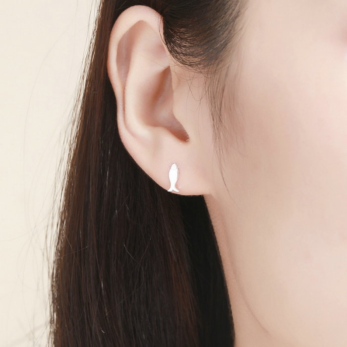 Cercei argint asimetrici pisica si peste placati cu rodiu [4]