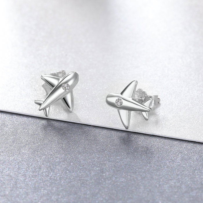 Cercei argint avion cu cristale [3]