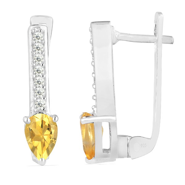 Cercei argint Beatrix, 925, cu citrina si zirconiu alb - EVA0031 [2]