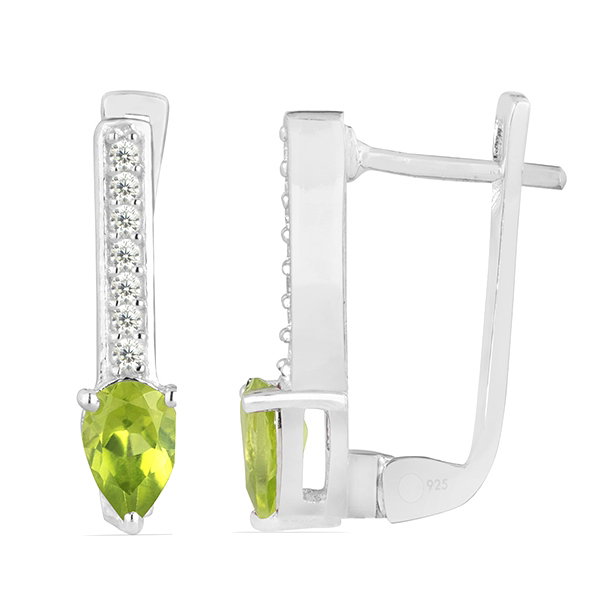 Cercei argint Beatrix, 925, cu peridot si zirconiu alb - EVA0032 [2]