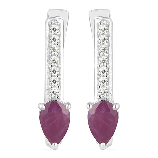 Cercei argint Beatrix, 925, cu rubin si zirconiu alb - EVA0033 [1]