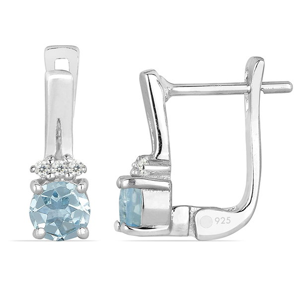Cercei argint Clara, 925, cu topaz Sky Blue si zirconiu alb - EVA0046 [2]