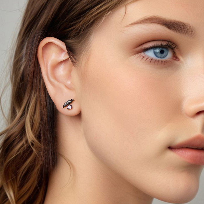 Cercei argint corb cu surub si Zirconia [6]