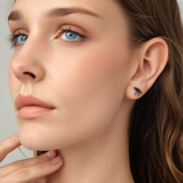 Cercei argint corb cu surub si Zirconia [4]