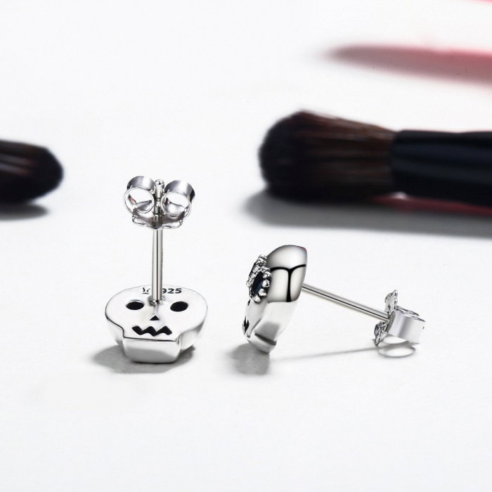 Cercei argint cranii cu zirconii negre [3]