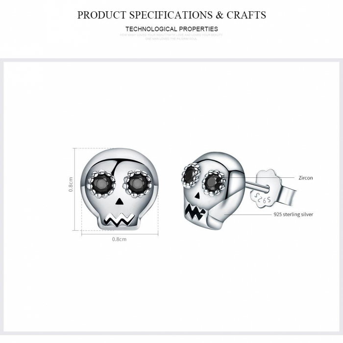Cercei argint cranii cu zirconii negre [6]