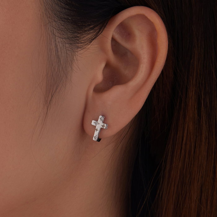 Cercei argint cruce cu stelute si Zirconia [7]