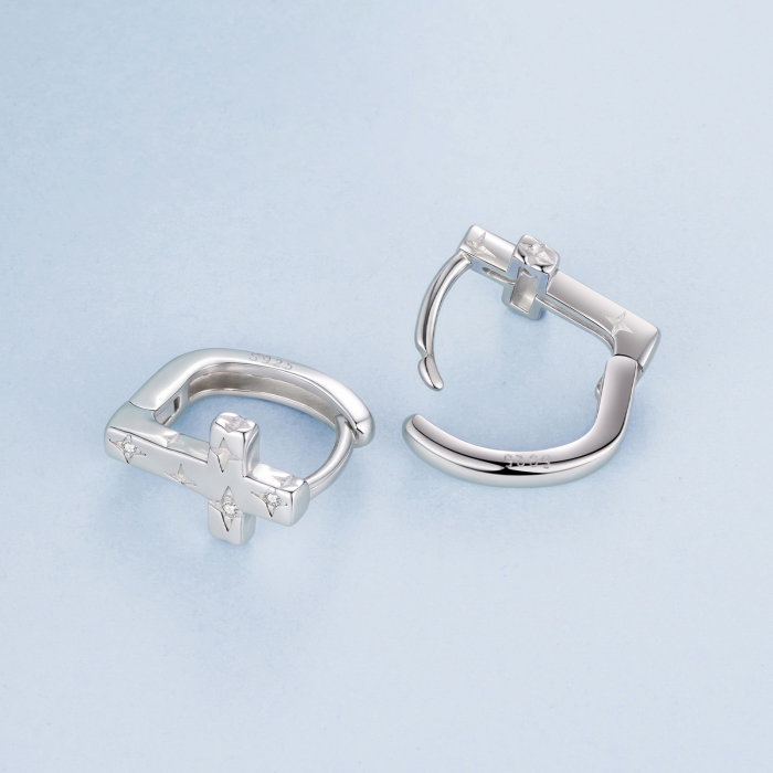 Cercei argint cruce cu stelute si Zirconia [4]