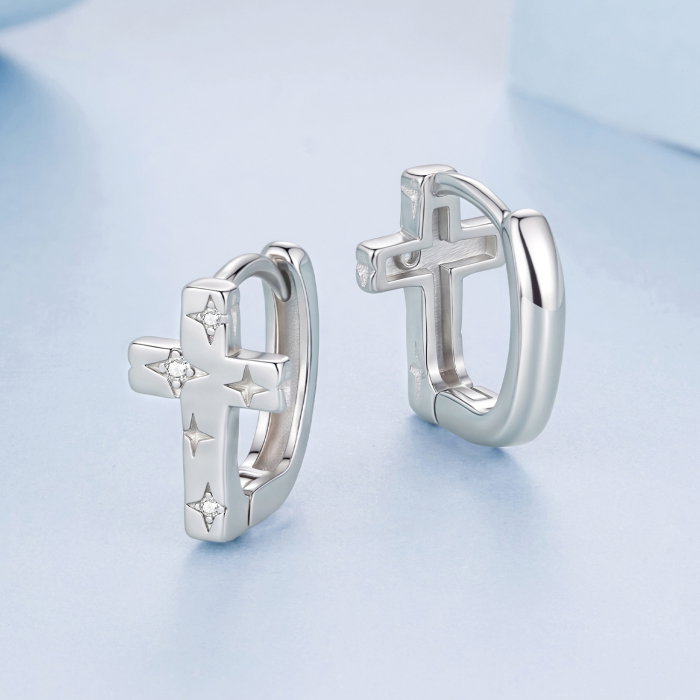 Cercei argint cruce cu stelute si Zirconia [6]