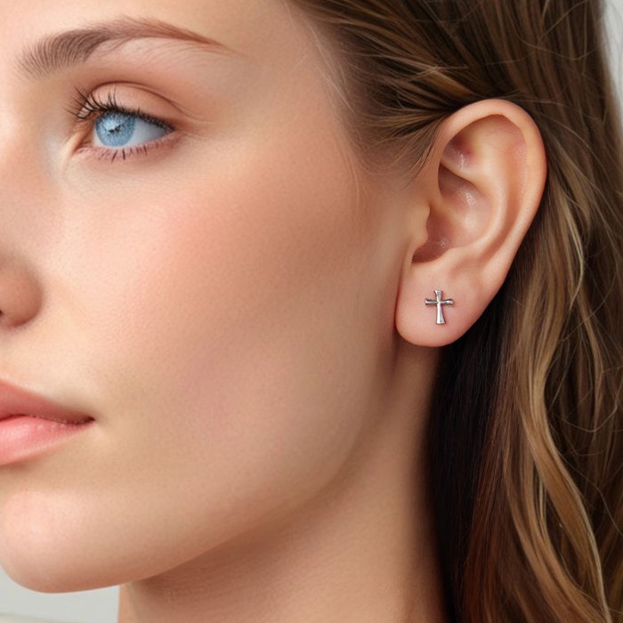 Cercei argint cruce cu surub [2]