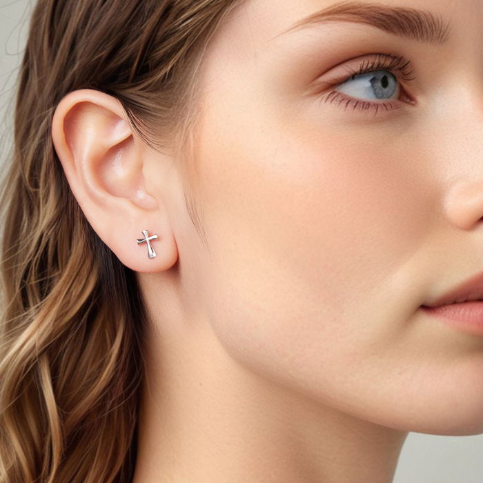 Cercei argint cruce cu surub [6]