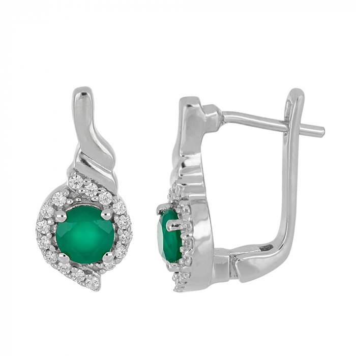 Cercei argint cu agata verde si zirconii - EVA0054 [2]