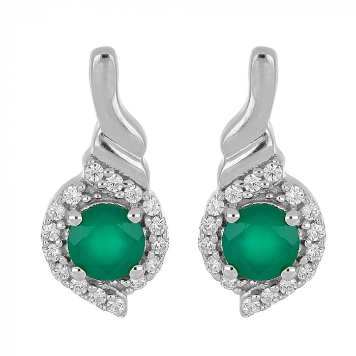 Cercei argint cu agata verde si zirconii - EVA0054 [1]