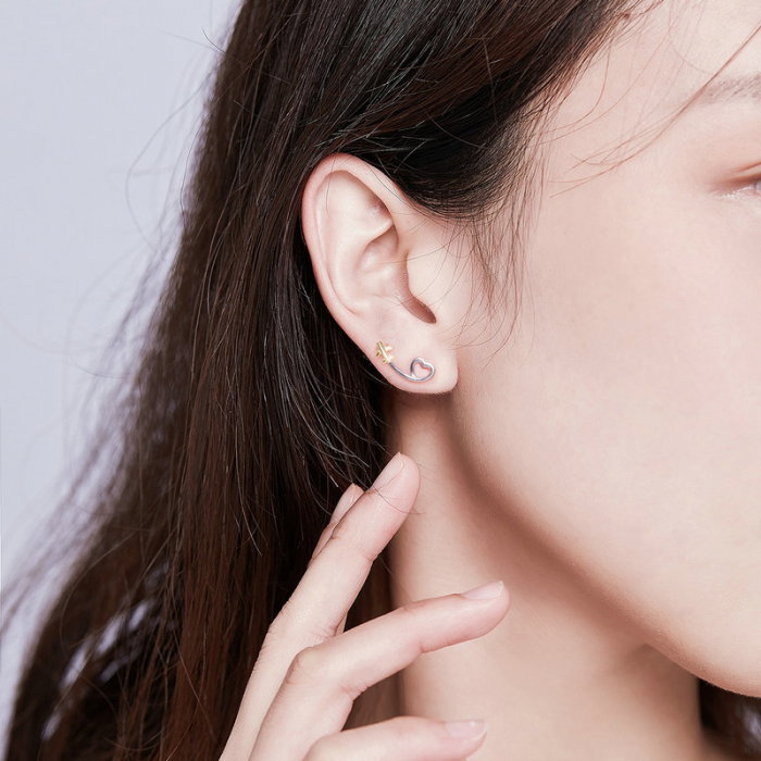 Cercei argint cu avion si inimioara [2]