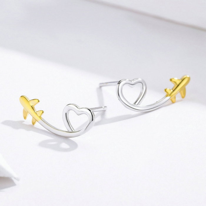 Cercei argint cu avion si inimioara [6]