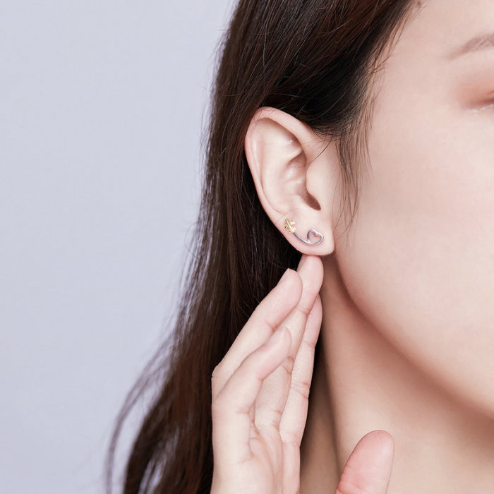 Cercei argint cu avion si inimioara [7]