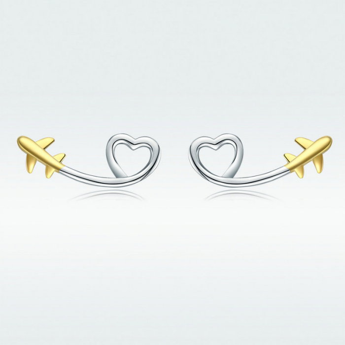 Cercei argint cu avion si inimioara [8]