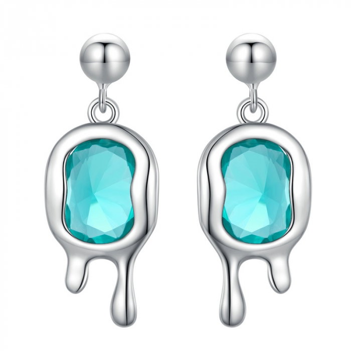 Cercei argint Picasso cu cristal albastru de Paraiba [1]
