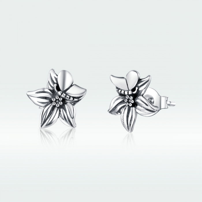 Cercei argint cu floare si fluturas [7]