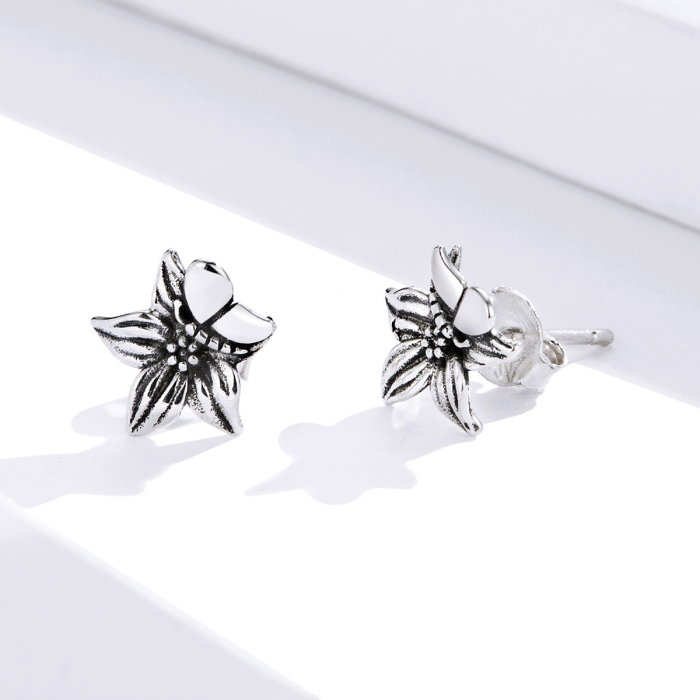 Cercei argint cu floare si fluturas [8]