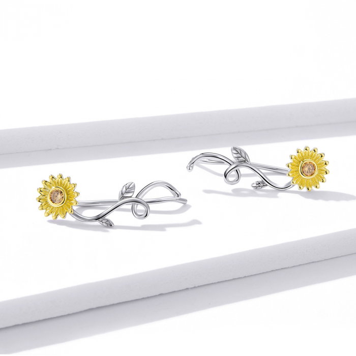 Cercei argint cu floarea soarelui si zirconiu [2]